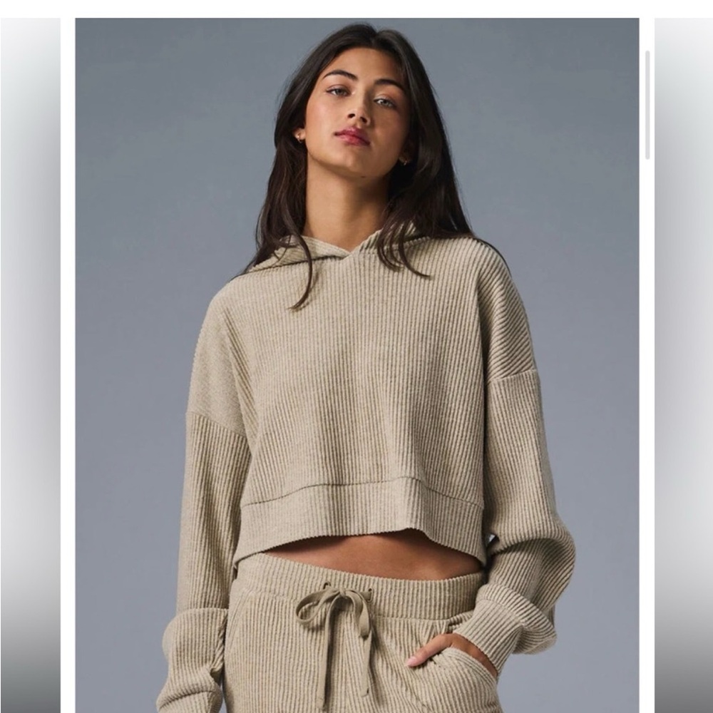 ALO Yoga Gray Cropped Hoodie